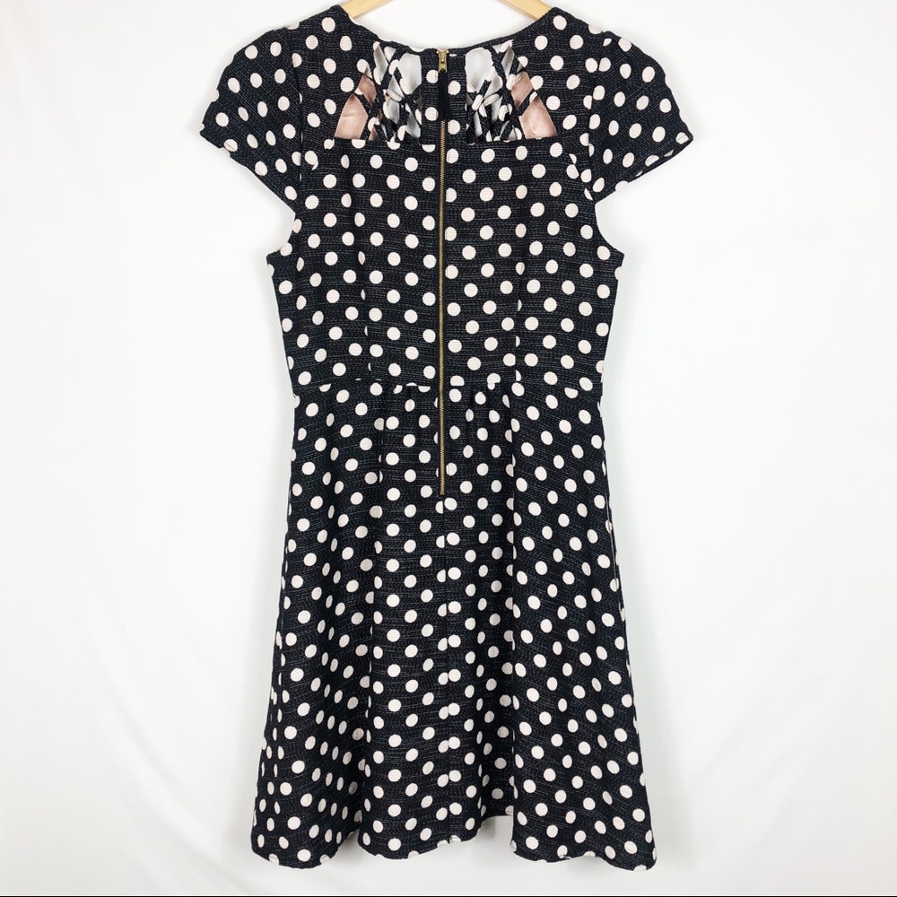 Anthropologie Maeve Nikola Polka Dot Mini Dress | Black White | Size 4 - Picture 13 of 14